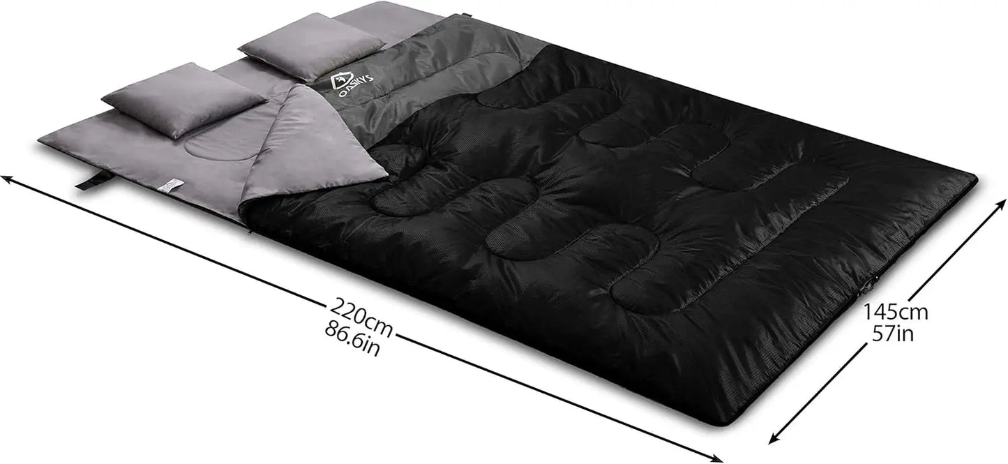 Double Sleeping Bag for 2 Adults | Queen XL, All-Season, -20°C to -35°C