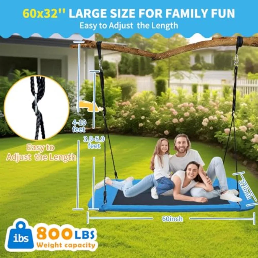 Heavy-Duty Platform Tree Swing — 60" Rectangle, 800 lb Capacity