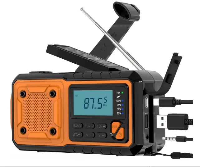 4000mAh Portable Emergency Solar Power Radio Hand Crank Charging AM/FM Weather Radio Led Reading Flashlight Bank Phone Charger