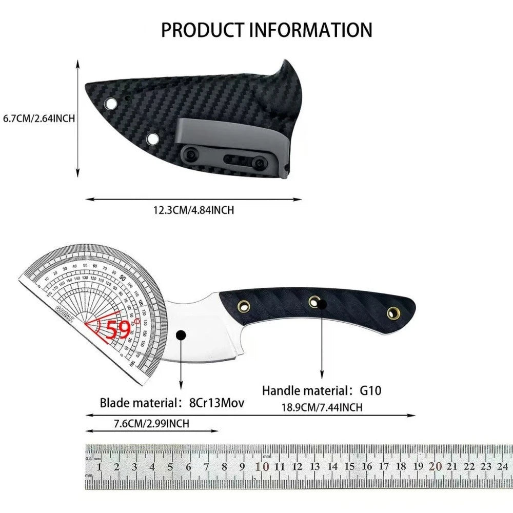 Durable G10 Utility Handle Fixed Blade Knife with Sheath