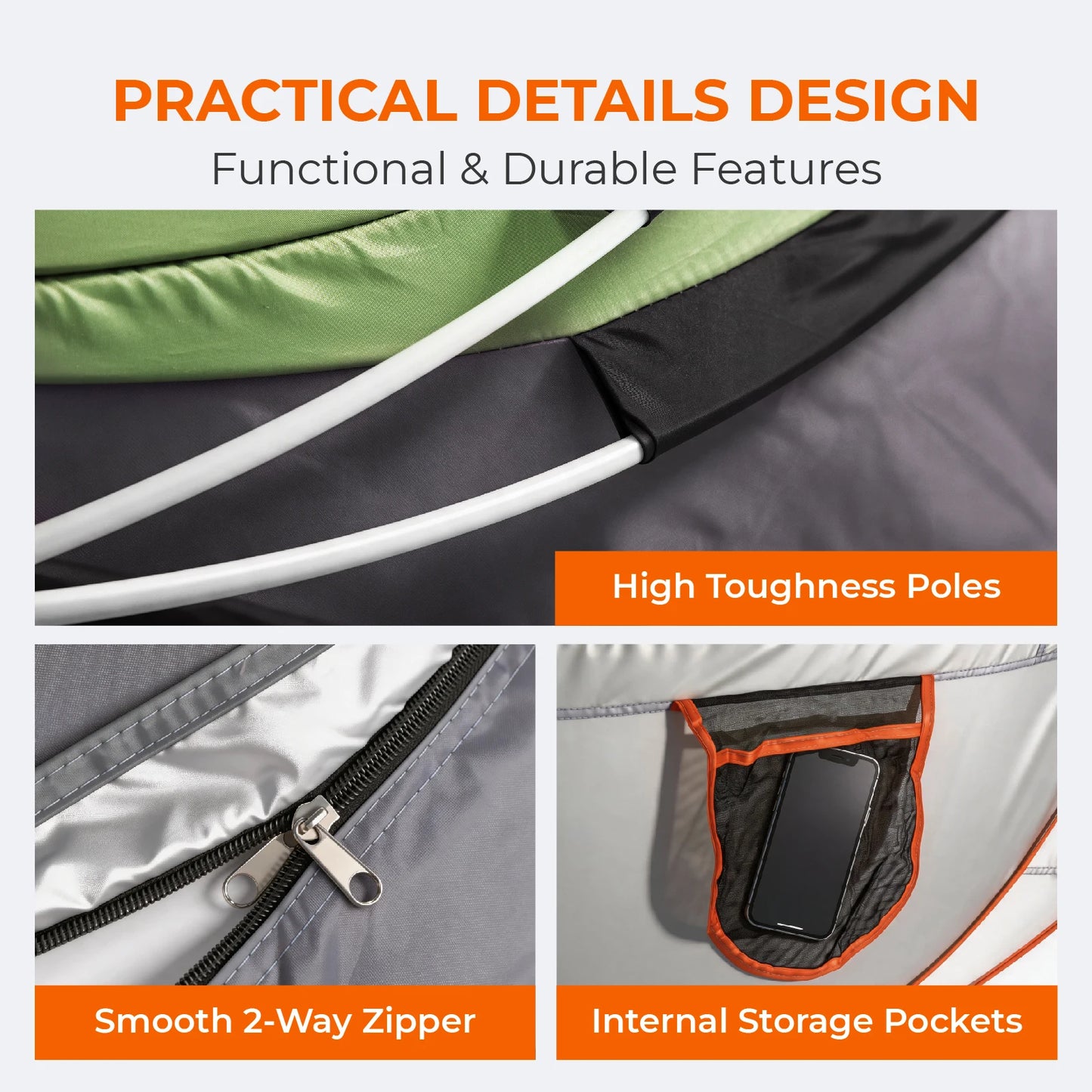 4-Person Pop-Up Camping Tent — Instant Auto Setup, Front Awning, 2000–3000mm Waterproof