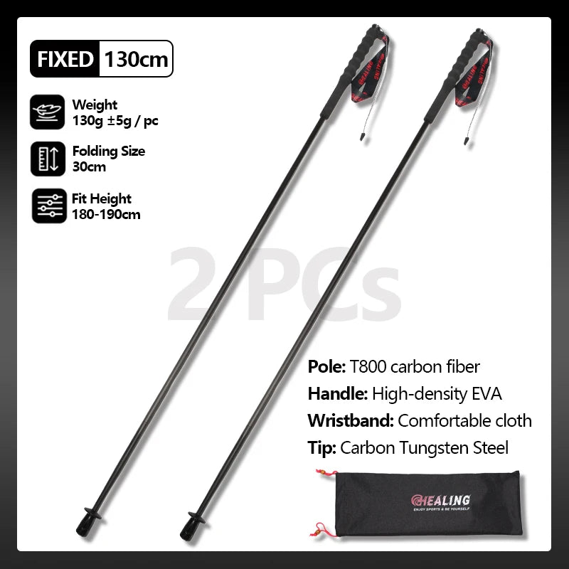 Carbon Fiber Folding Trekking Poles: Ultralight 5-Section Hiking Sticks (Set of 2)