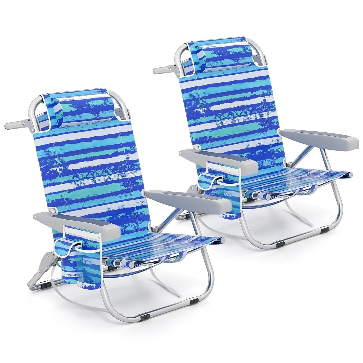 Backpack Beach Chair, 2-Pack, Foldable, 5-Position
