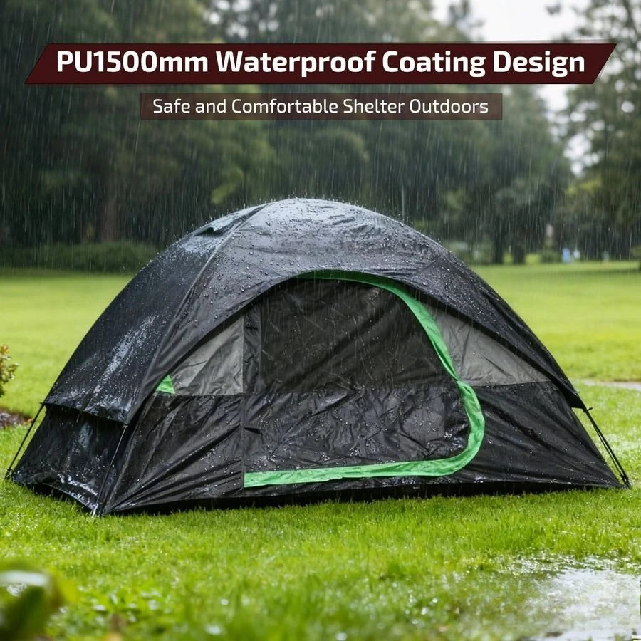 CT1 2 Person Camping Tent, Easy Set Up in 3 Mins, PU1500mm Waterproof w Mesh Top amp Door with Ventilation, Lightweight 4.4lbs P