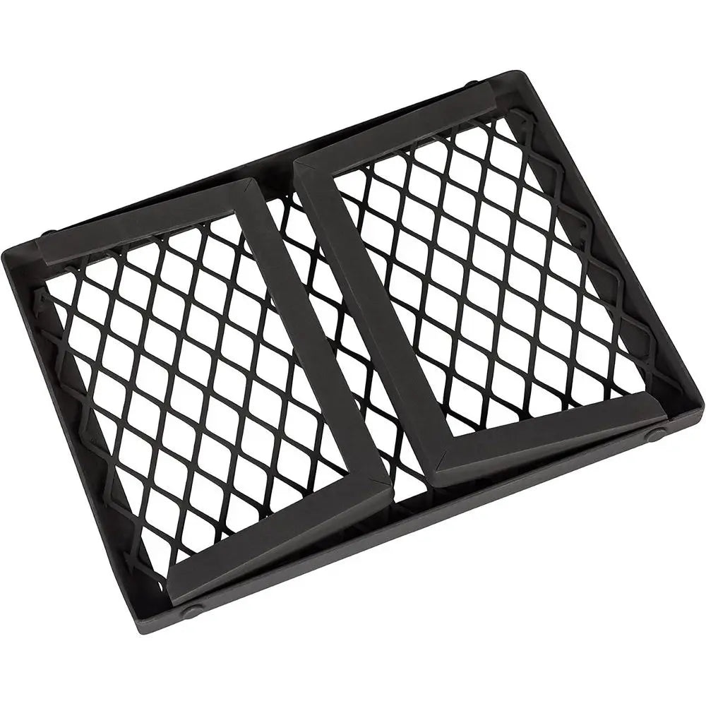 Heavy-Duty Portable Camping Grill Grate Outdoor Open Flame Cooking, Foldable, Sturdy, 15.9 x 12.2, Black