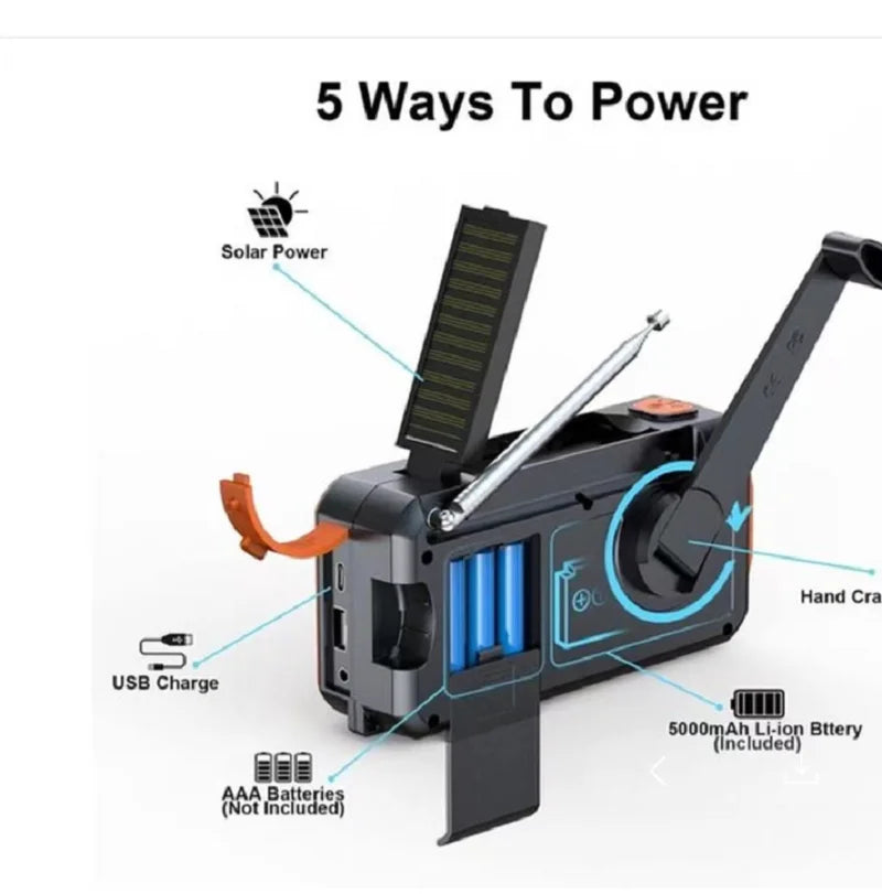FM Emergency Radio with Crank Battery, Solar Radio