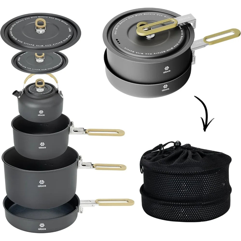 Alocs Camping Cookware Set – Lightweight Pots & Pans for Backpacking & Trail Cooking