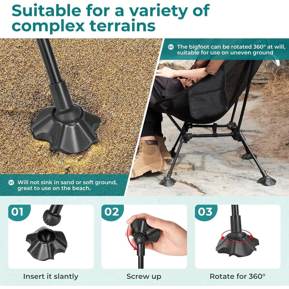 Ultralight Folding Camping Chairs – Compact Collapsible Beach Seats with Anti-Sinking Feet, 2-Pack