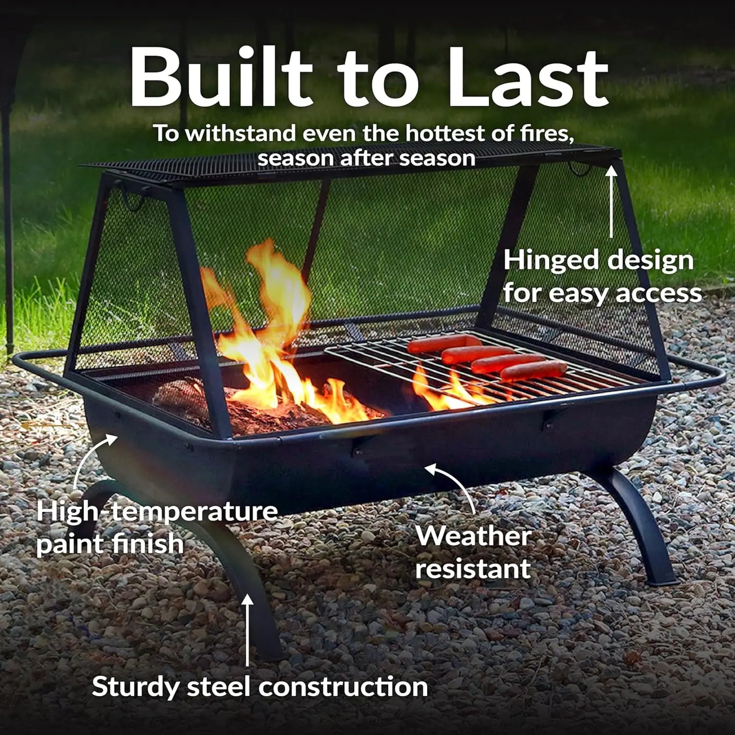 36-Inch Northland Steel Outdoor Fire Pit with Cooking Grate, Spark Screen, Cover, and Poker