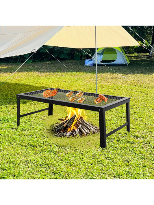 Folding Campfire Grill Rack – Portable BBQ Iron Grill