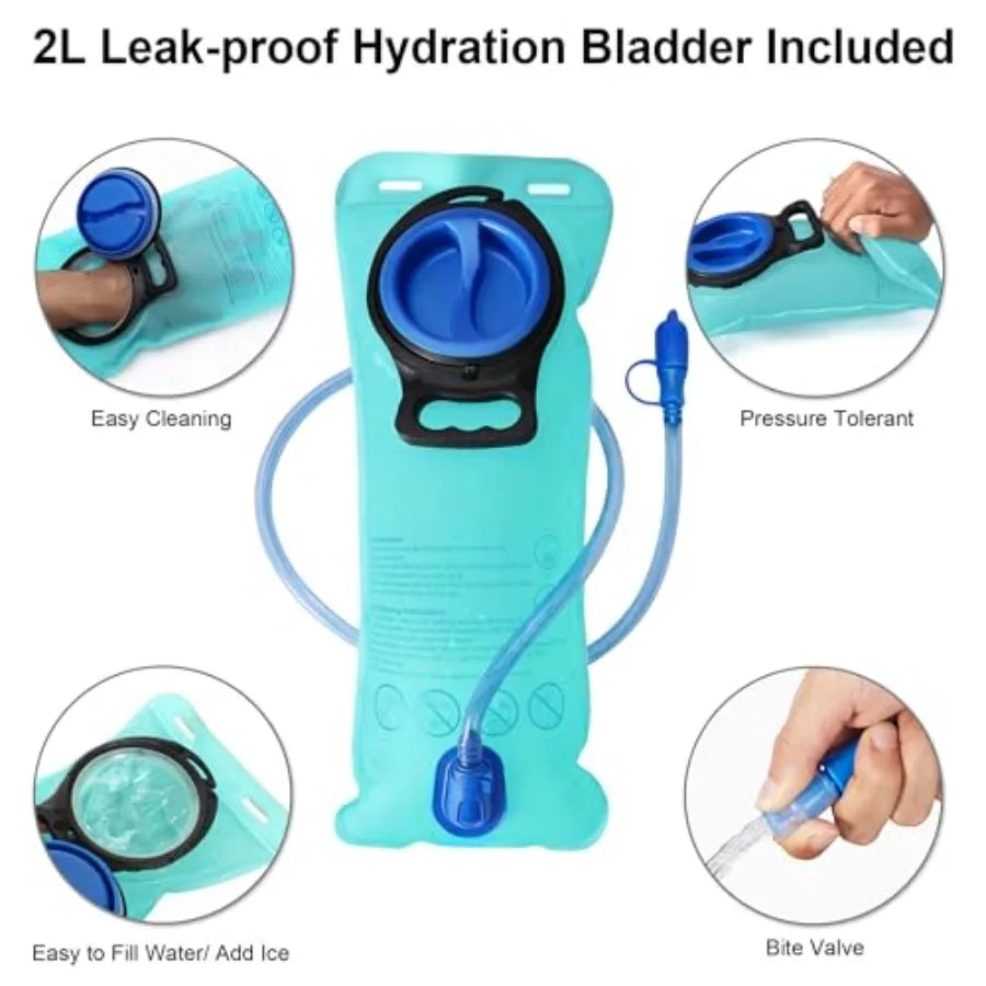 Hydration Backpack - Lightweight with 2L Water Bladder