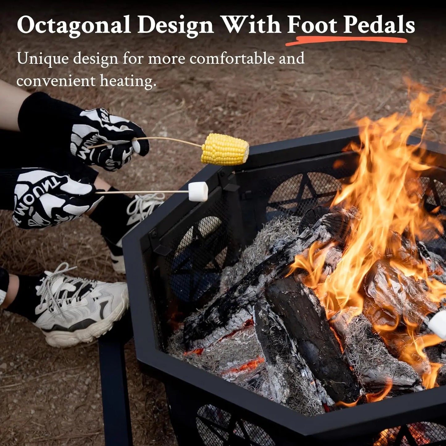 Outdoor Fire Pit with Cooking Grill for Backyard