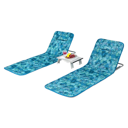5-Position Adjustable Beach Chair 2-Pack with Side Table – Lightweight