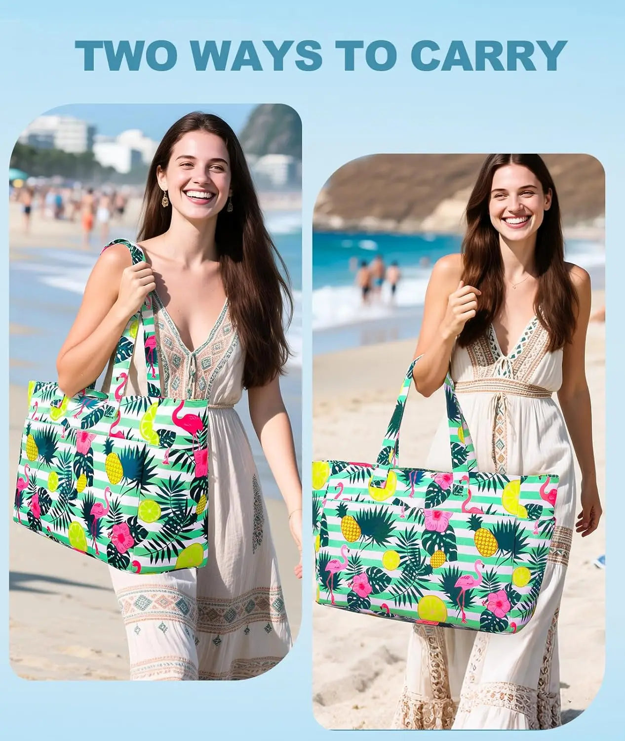 Extra Large Beach Tote, Lightweight Foldable