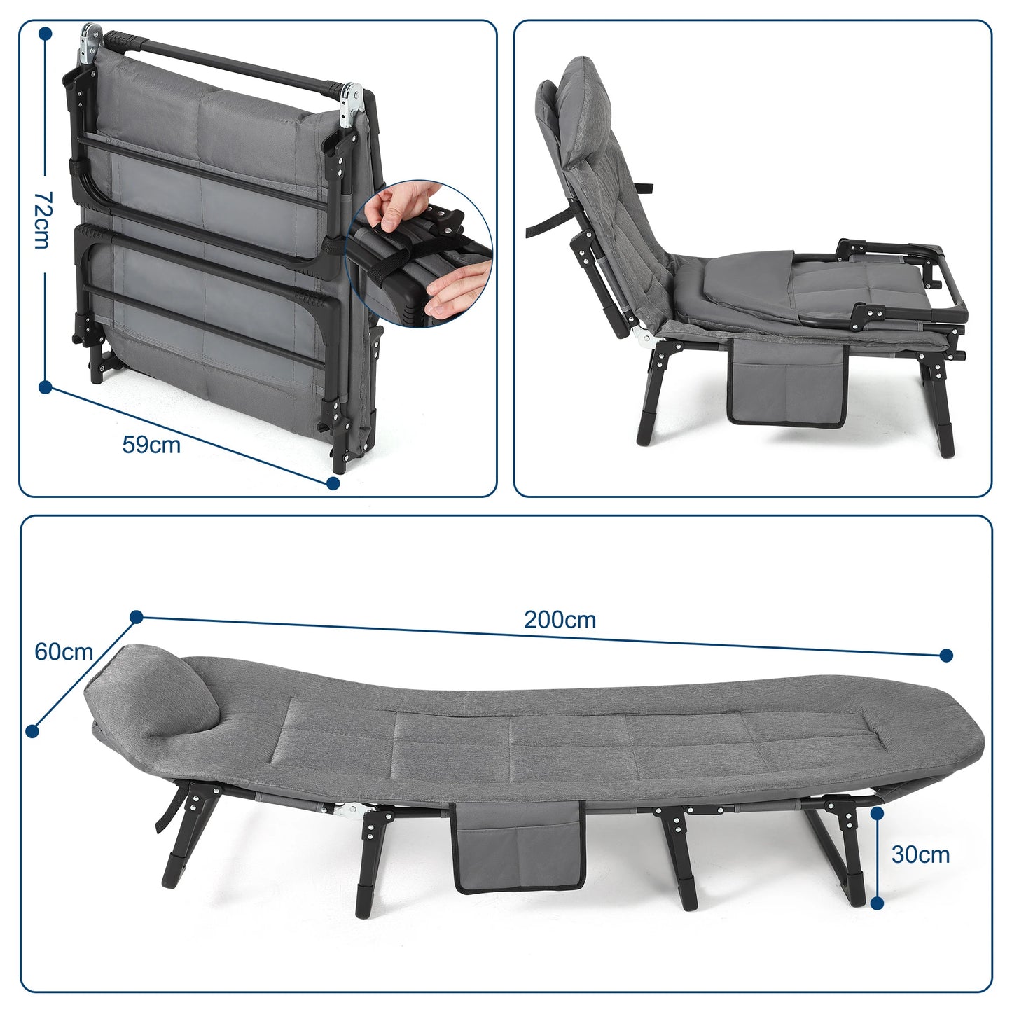 Camping Cot, Supports 500 Lbs
