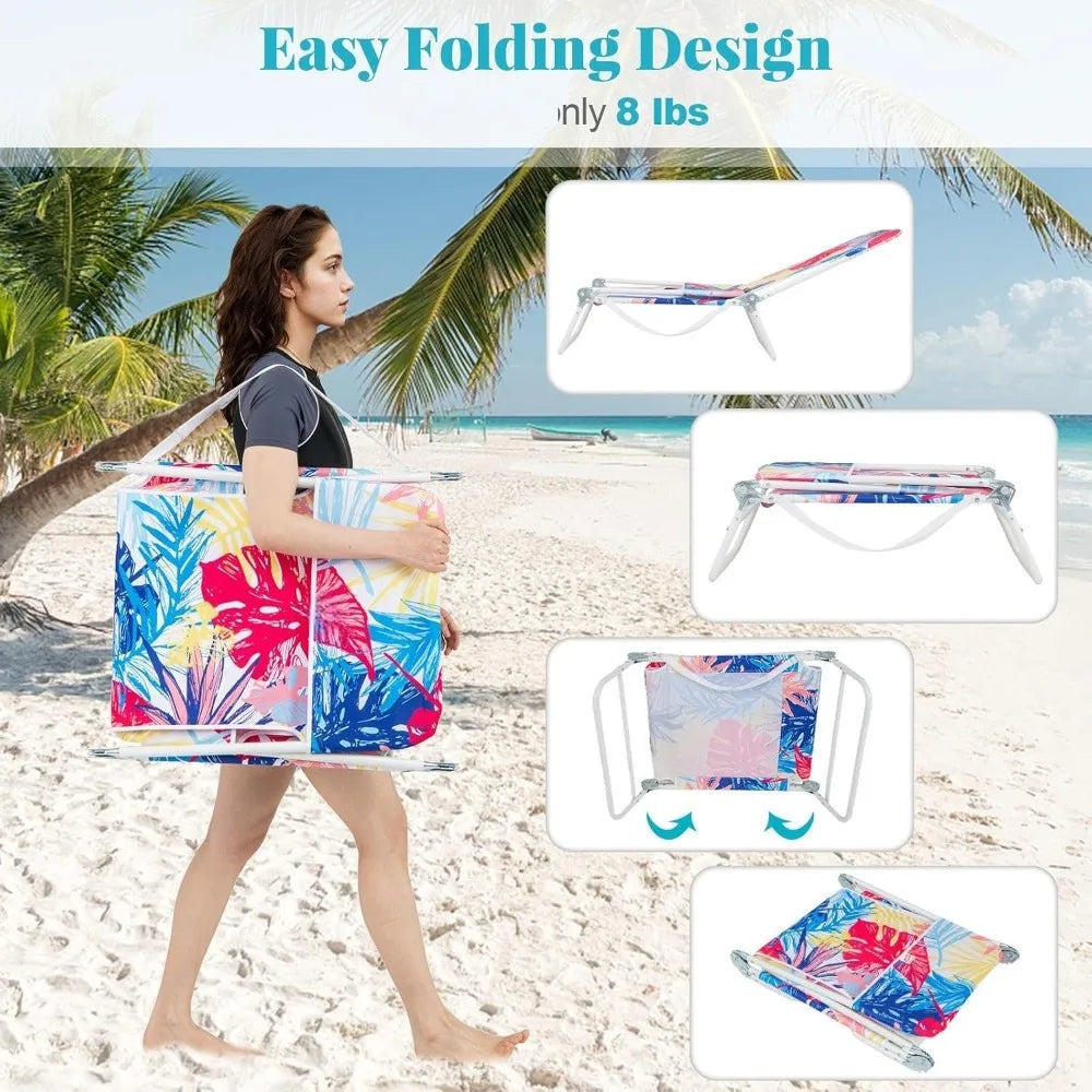 Folding Tanning Chair with Footrest – 330 lb Capacity