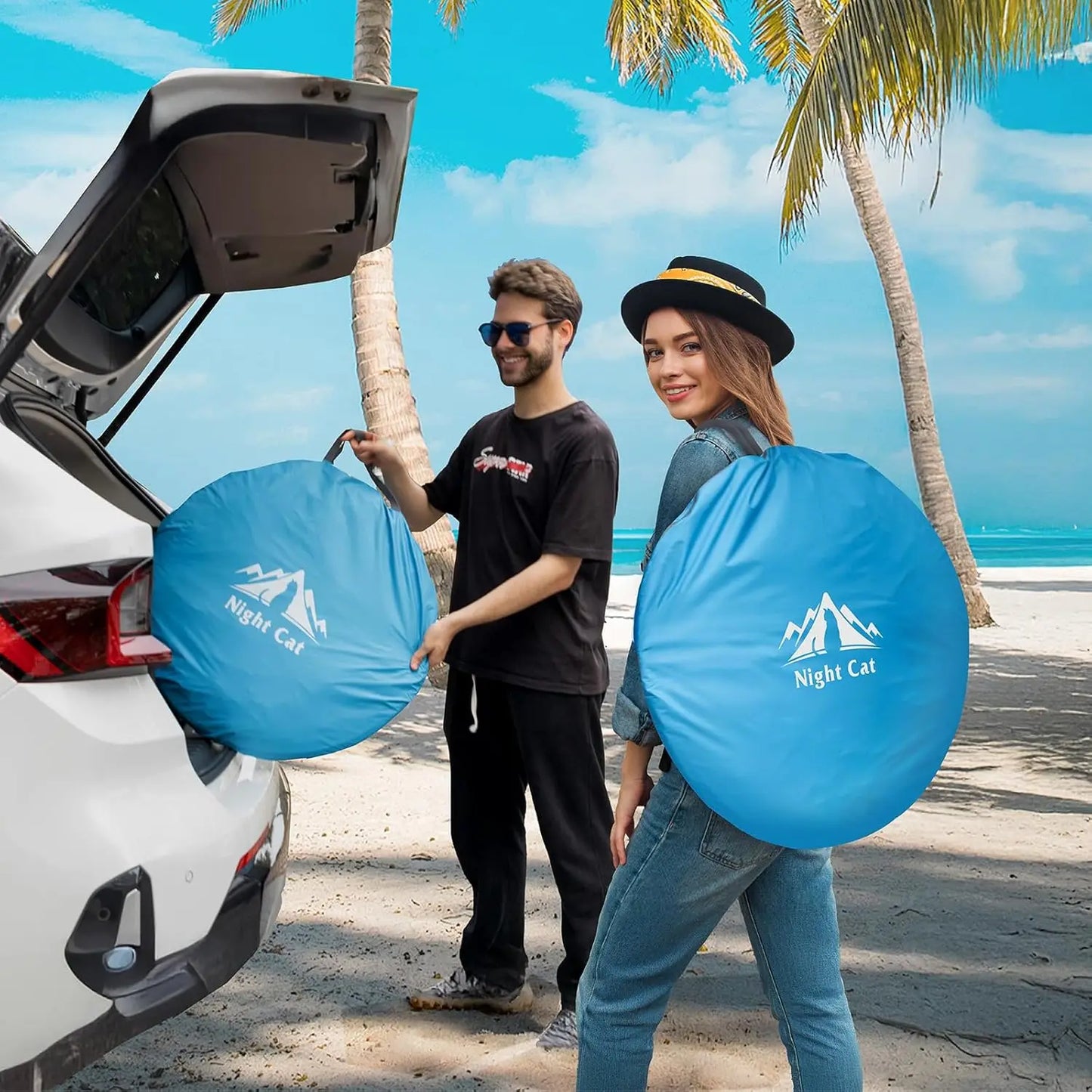 Large Pop-Up Beach Sun Shade Shelter — Fits 2-4 People, Instant Setup