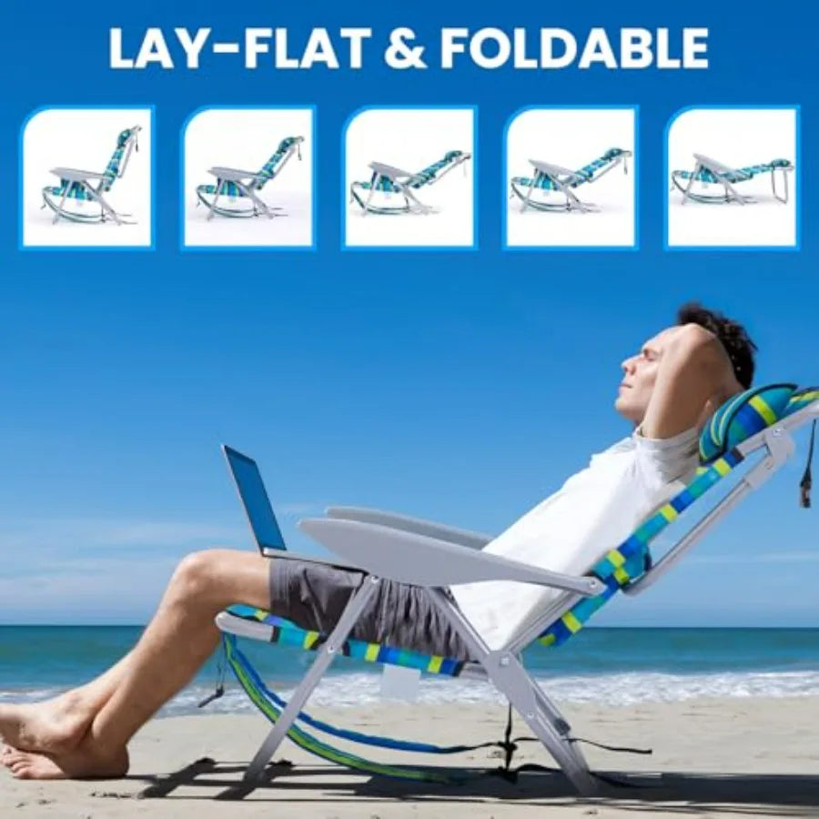 Ocean Striped Portable Beach Chair