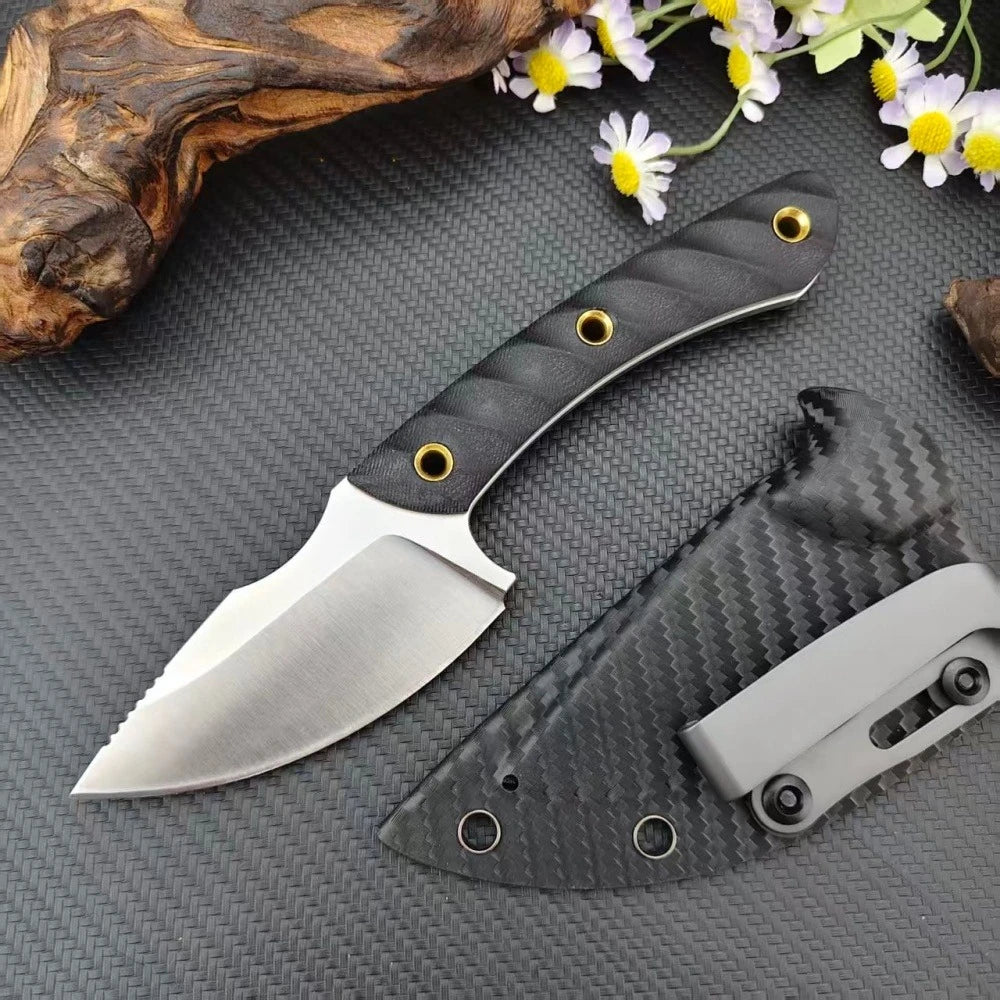 Durable G10 Utility Handle Fixed Blade Knife with Sheath