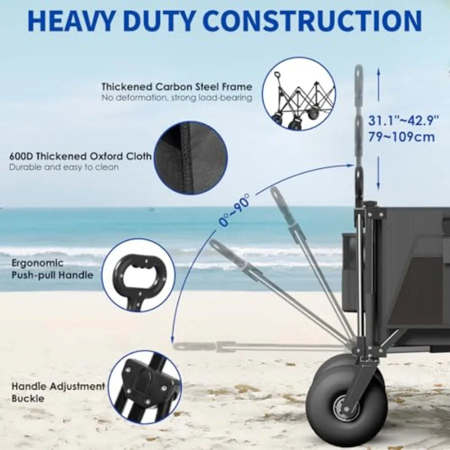 Beach Wagon for sand use - heavy duty steel frame, 450lbs load capacity