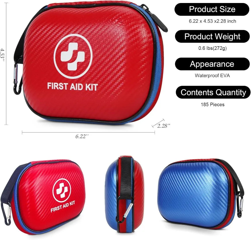 185-Piece First Aid Kit – Waterproof Hard Case, Portable Emergency Supplies