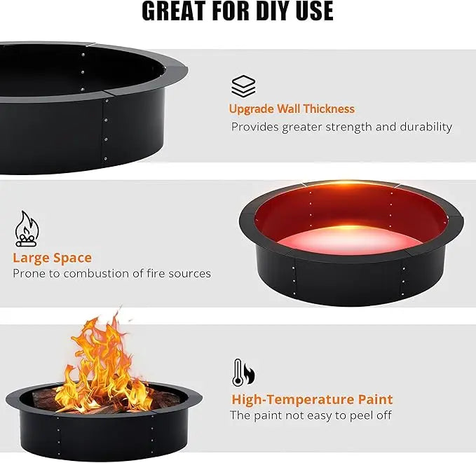 48" or 60" Basic Metal Fire Pit Ring with Easy 8-Piece Iron Sheet Assembly