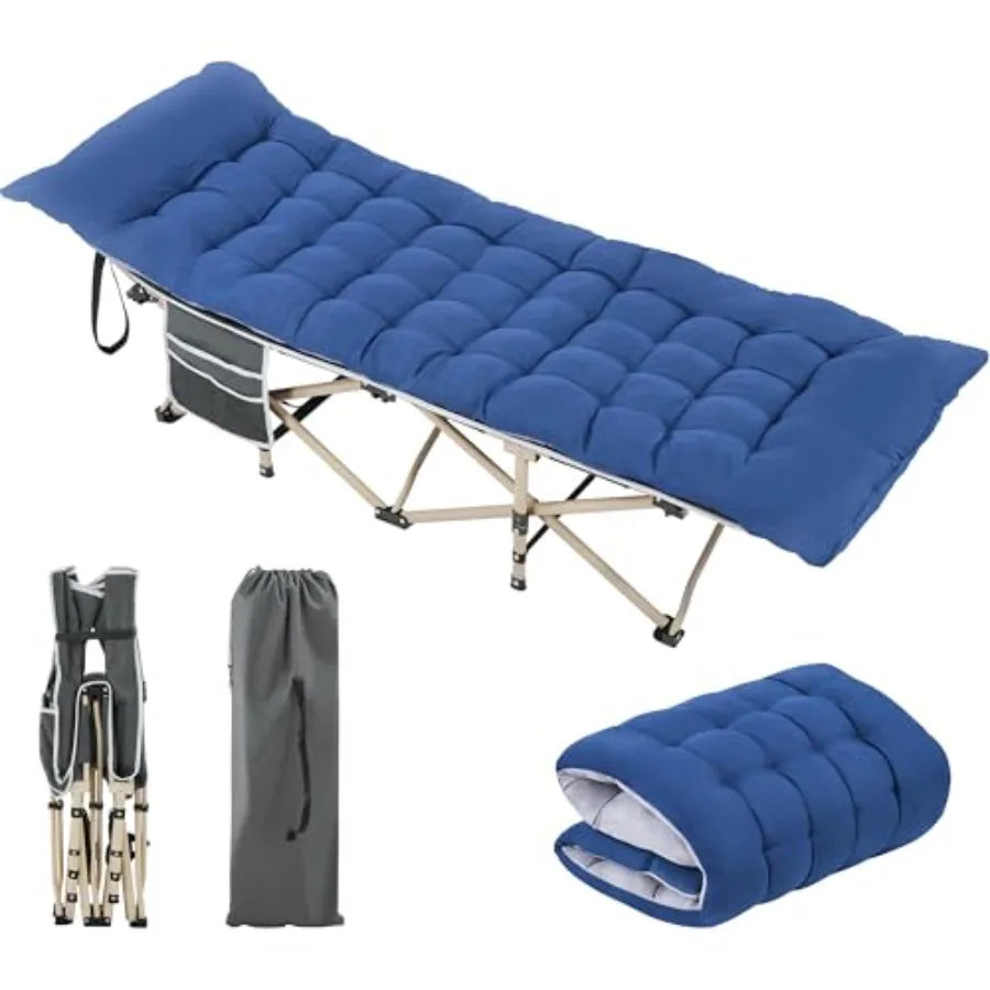 Folding Camping Cot w/Mat and and Carry Bag