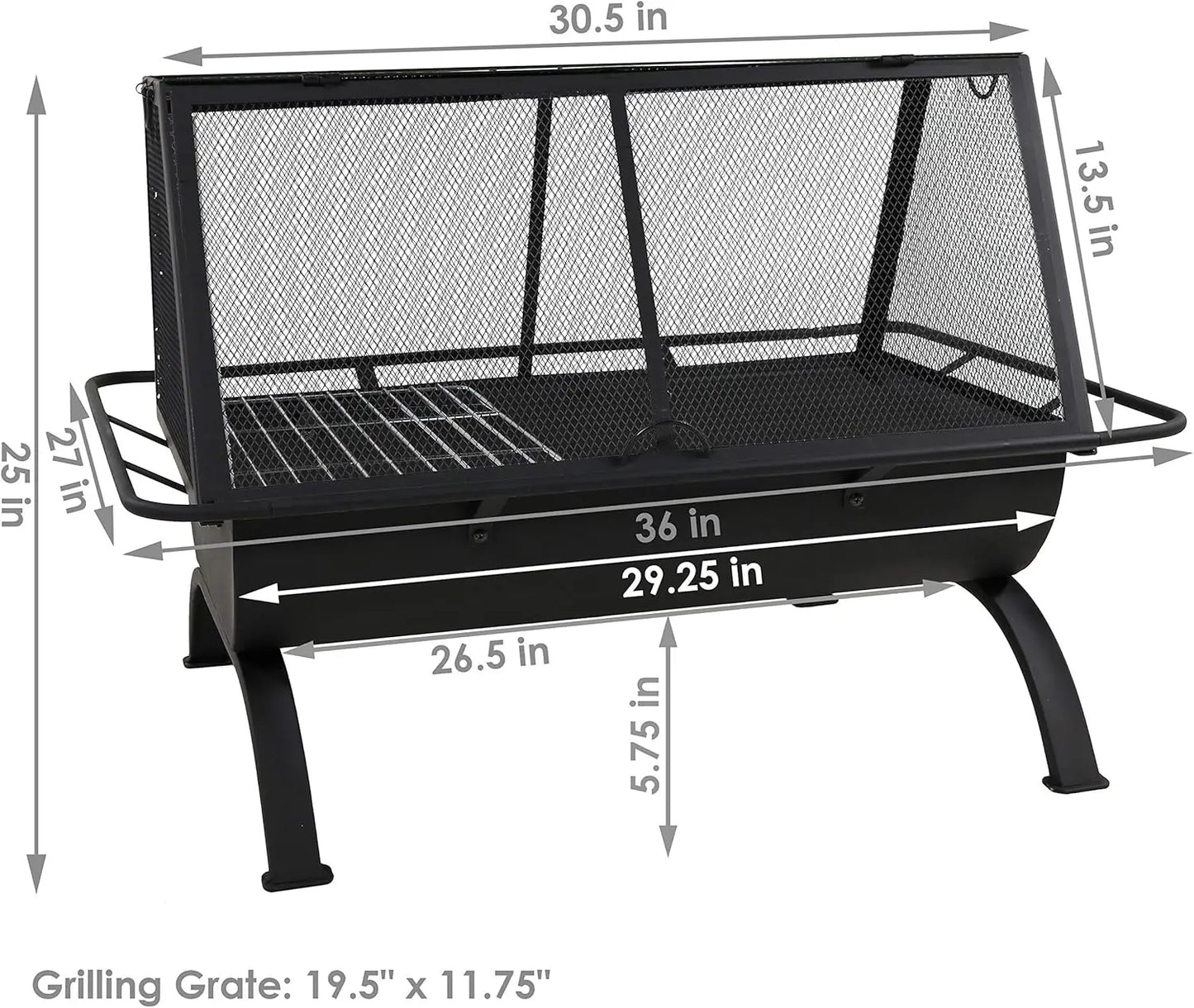 36-Inch Northland Steel Outdoor Fire Pit with Cooking Grate, Spark Screen, Cover, and Poker