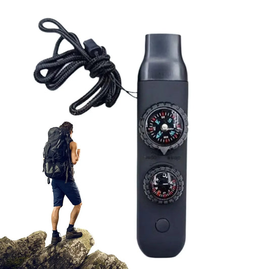 Emergency Survival Whistle with Lanyard, Compass, Flashlight