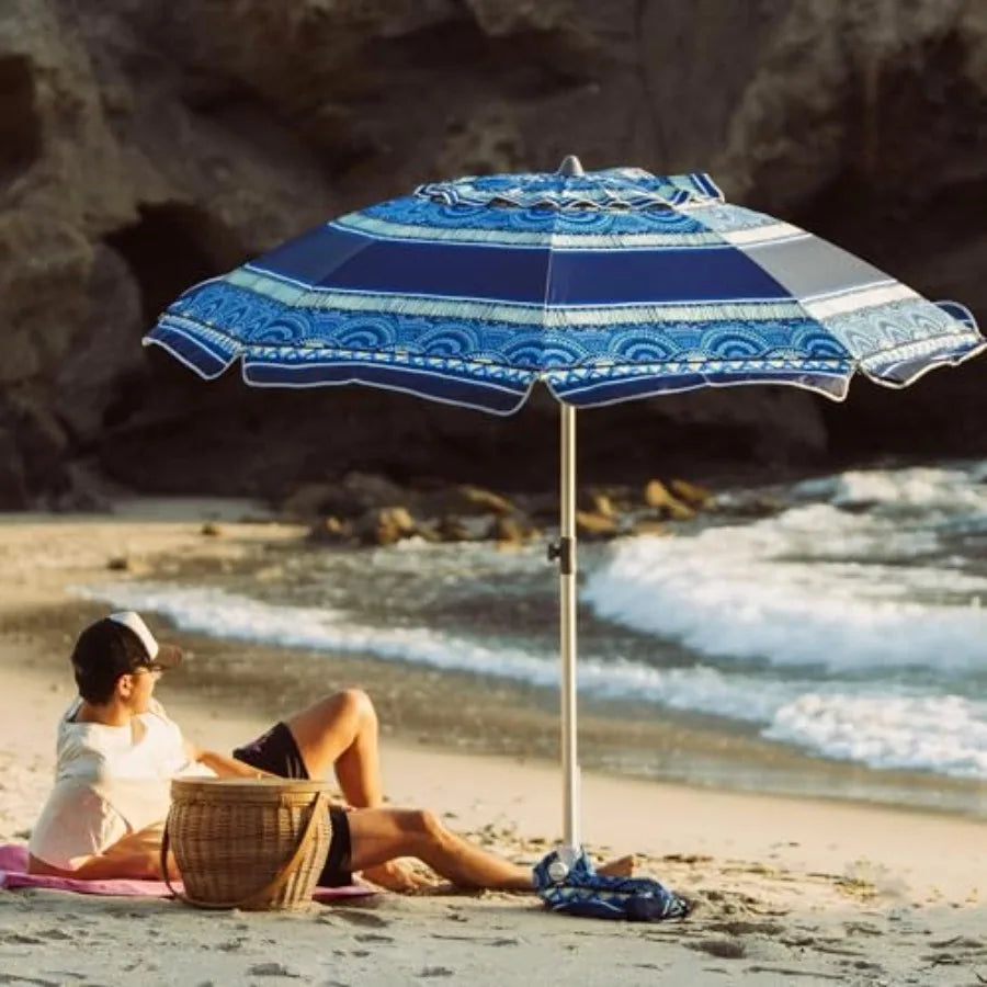 7ft High Wind Beach Umbrella with Sand Anchor