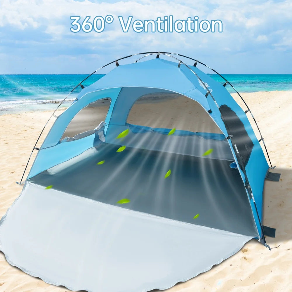 Night Cat Beach Tent Sun Shade Shelter 2–4 Person – UV Protection, Mesh Windows, Easy Setup