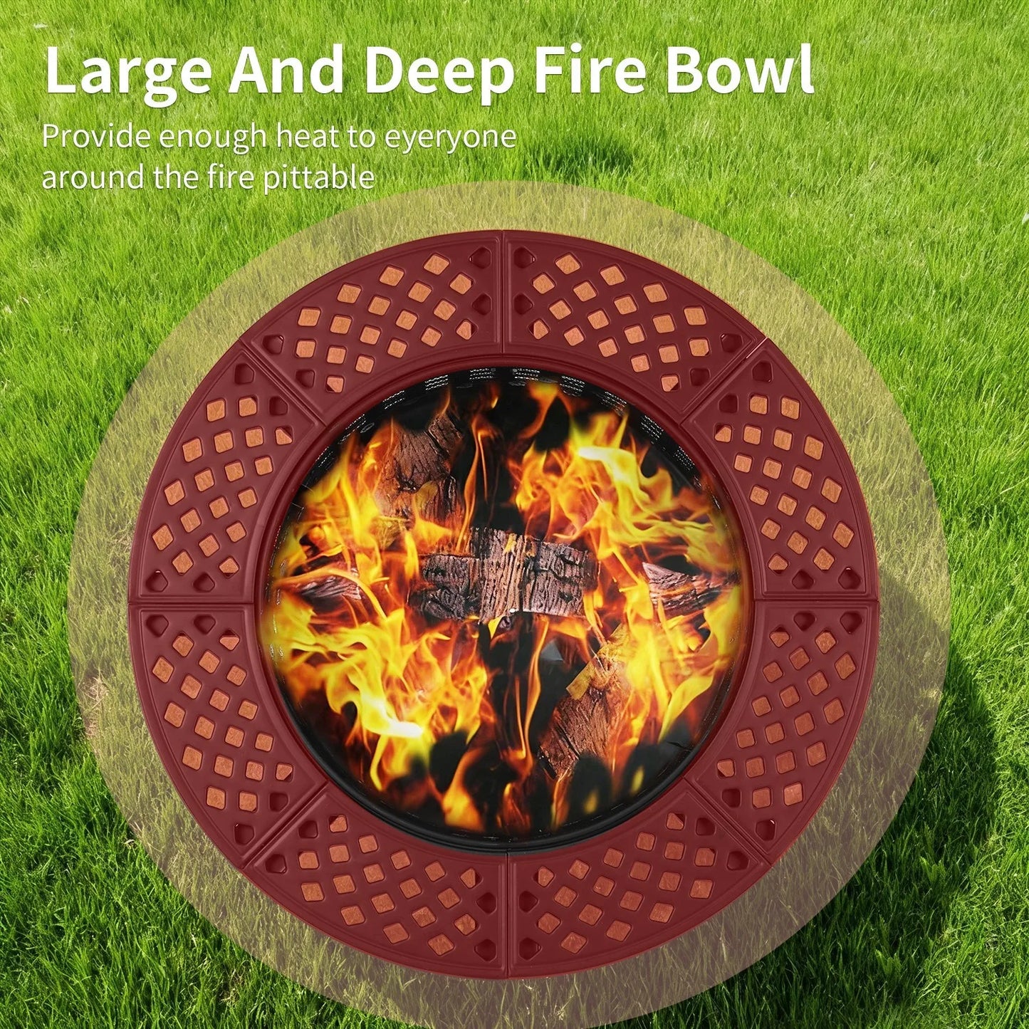 36 Inch Wood Burning Fire Pit with 2 Adjustable Grills & Lid