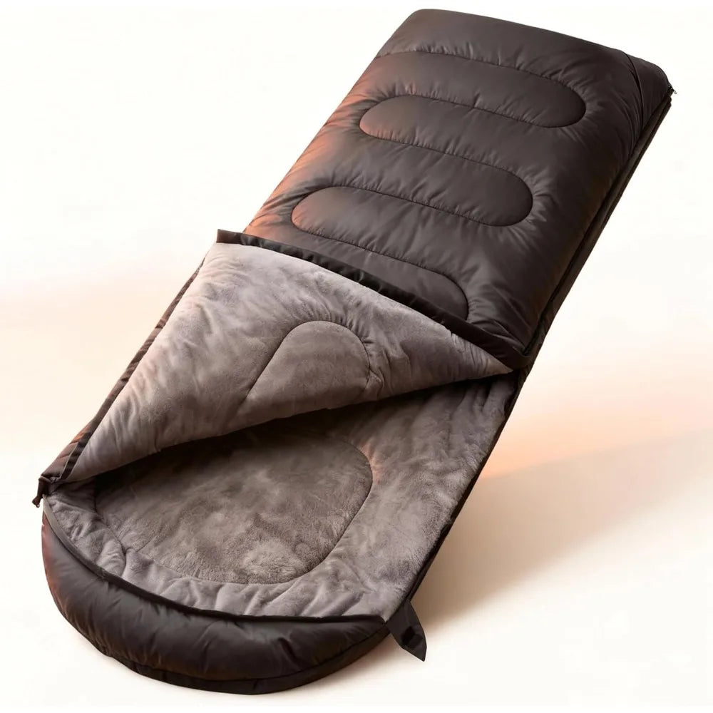FARLAND Cold Weather Sleeping Bag for Adults – Fleece-Lined, Down-Cotton Fill, Rated to -20°C
