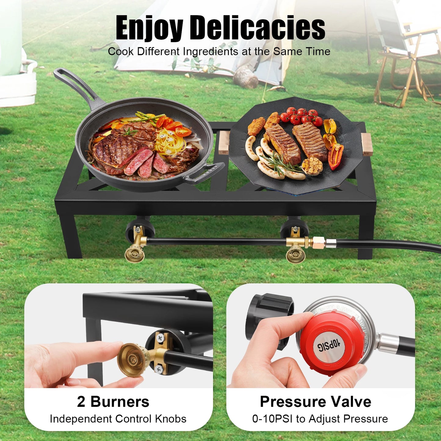 Portable Camping Gas Stove – 8000W, 1 or 2 Burner