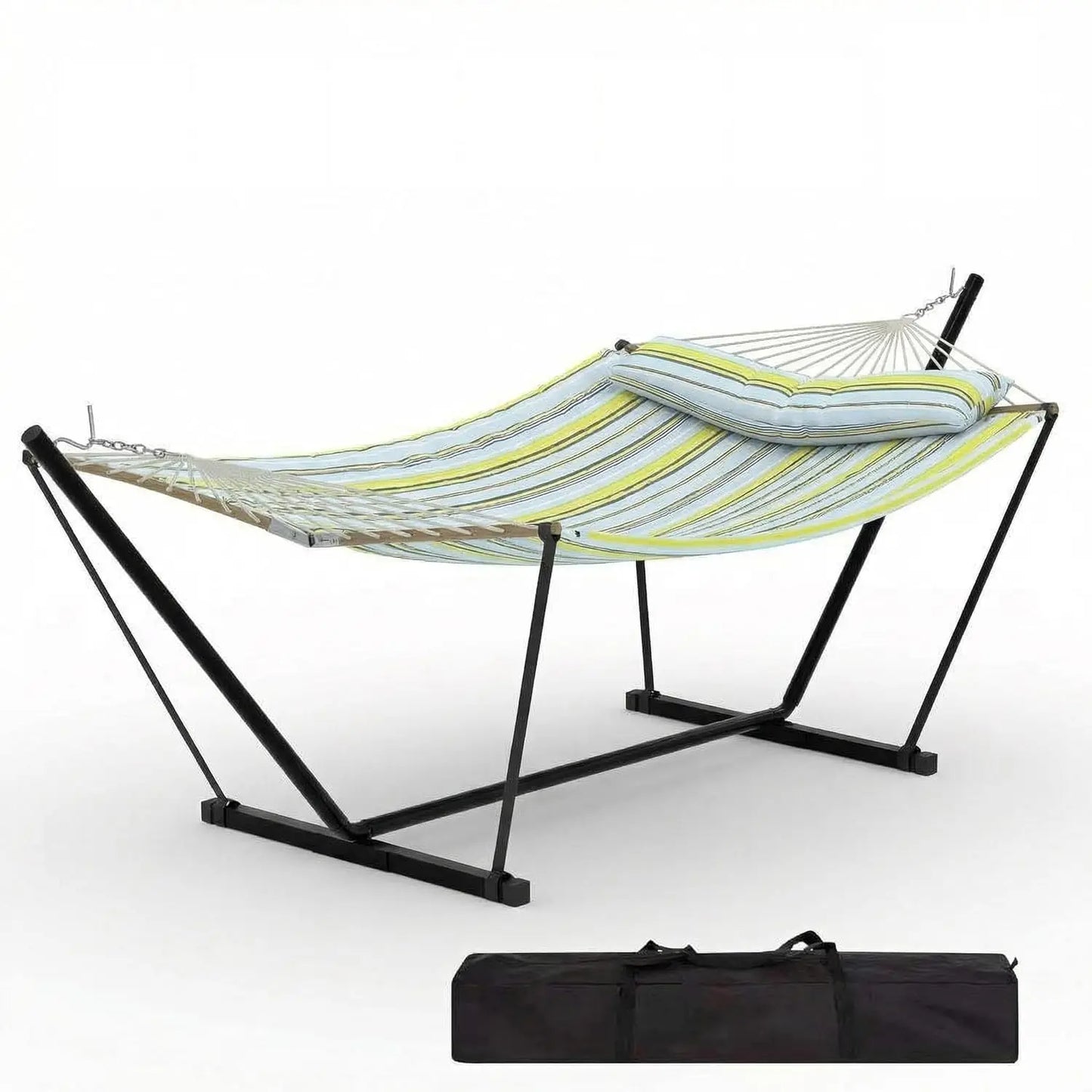 2-Person Padded Polyester Hammock w/ Stand 450 LB Steel Frame and  Carry Bag
