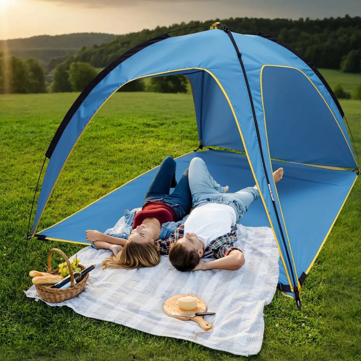 Beach Tent Sun Shelter UPF 50+ – 6.9 x 6.9 ft Portable Canopy for 4–6 Adults
