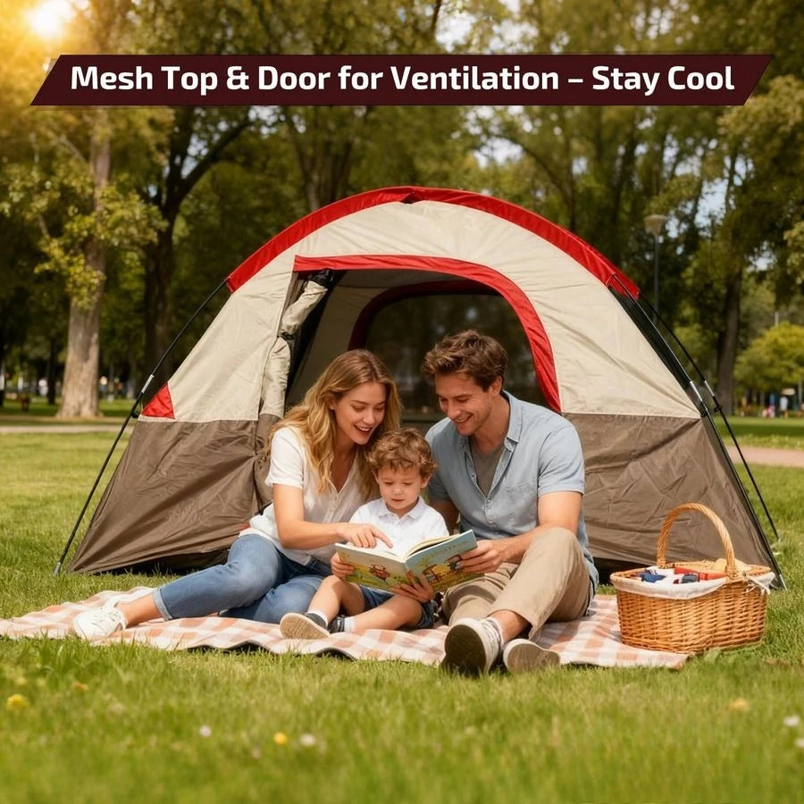 CT1 2 Person Camping Tent, Easy Set Up in 3 Mins, PU1500mm Waterproof w Mesh Top amp Door with Ventilation, Lightweight 4.4lbs P
