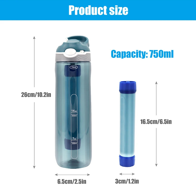 750ML Outdoor Water Filter Straw Bottle/Cup
