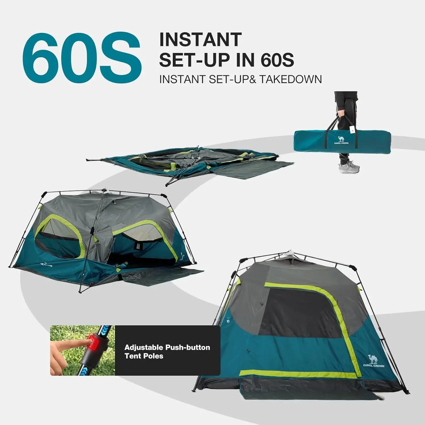 4 Person Waterproof Tent with Carry Bag