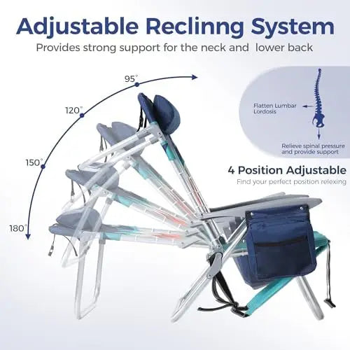 2-Pack Folding Beach Chairs with Insulated Cooler & Cup Holder | 350 lb Backpack Sand Chairs
