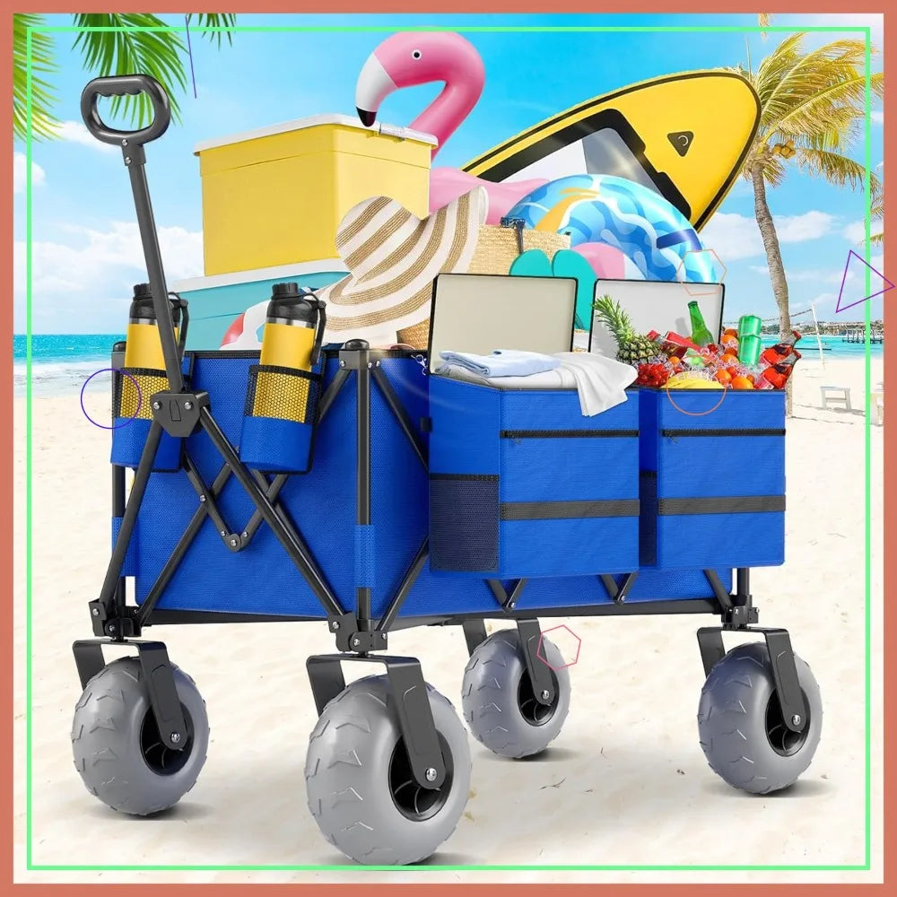 Heavy Duty Beach Wagon with Big Wheels 350lbs Capacity