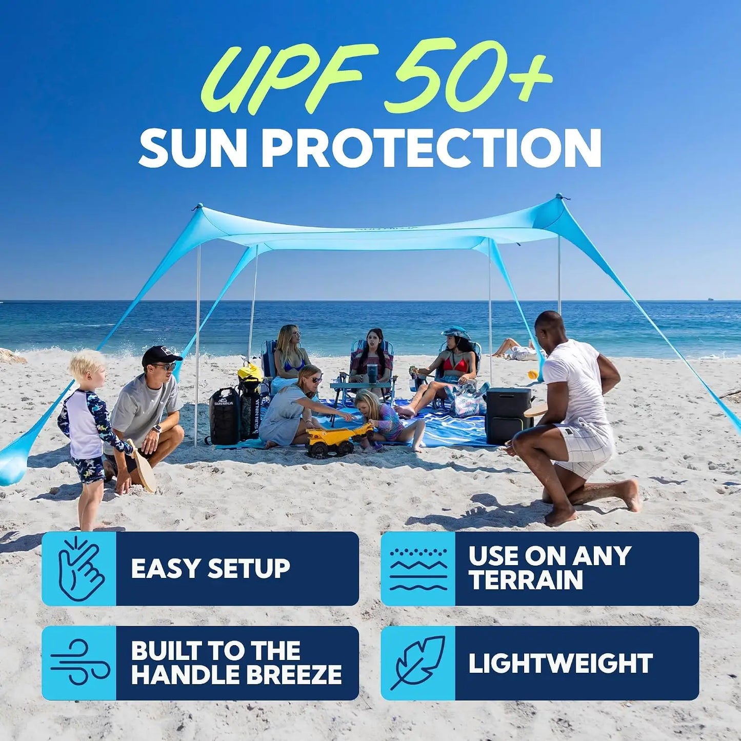 UPF 50+ Beach Tent Sun Shelter | Outdoor Canopy for Camping, Fishing & Beach