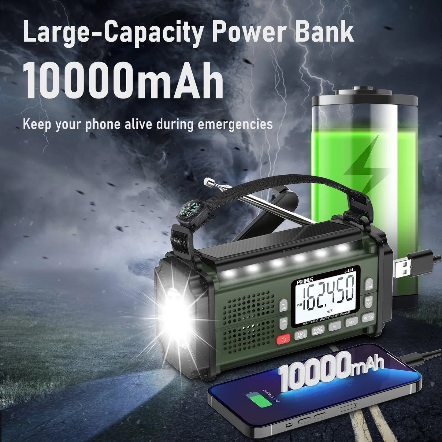 Hand Crank Emergency Radio Solar, NOAA Weather Radio AM/FM
