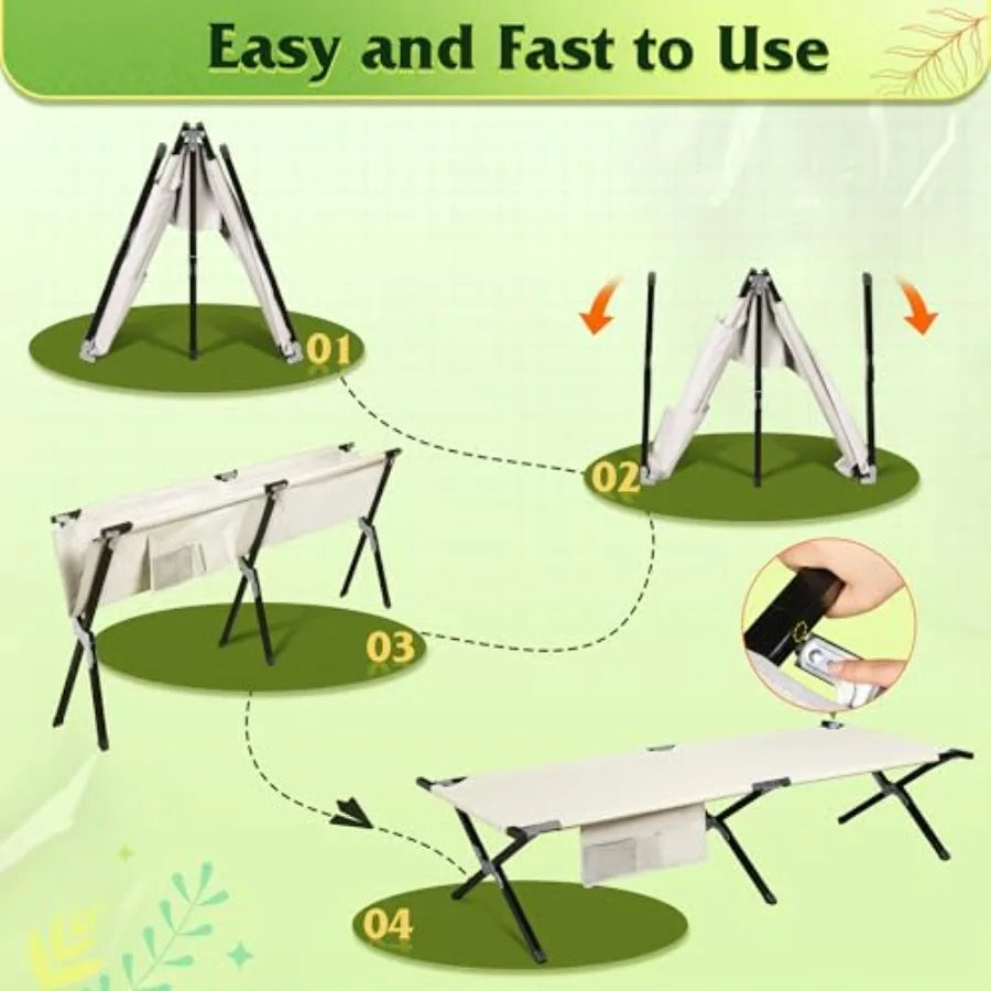 Military Camping Cot:Supports 300 Lbs