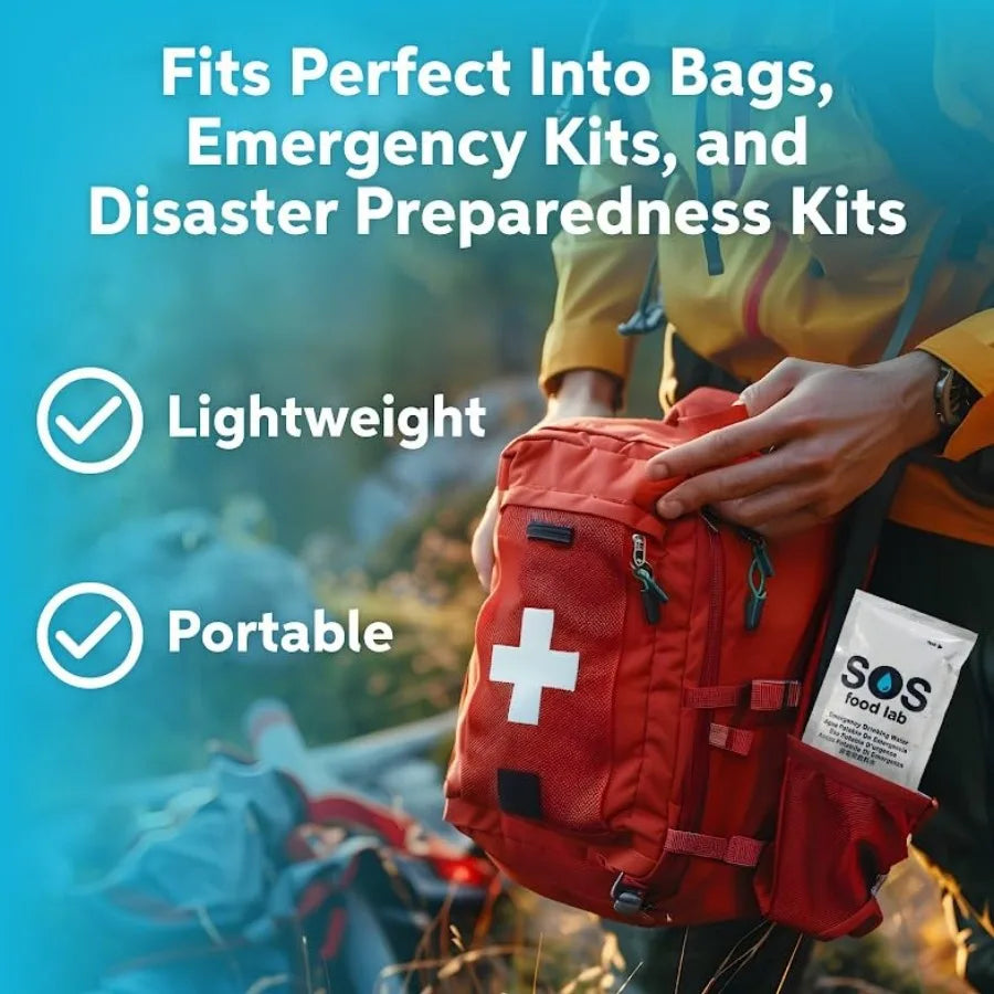Emergency Water Pouches - 2 Gallons 4.2 Fl Oz Each - Triple Purified UV Sterilized