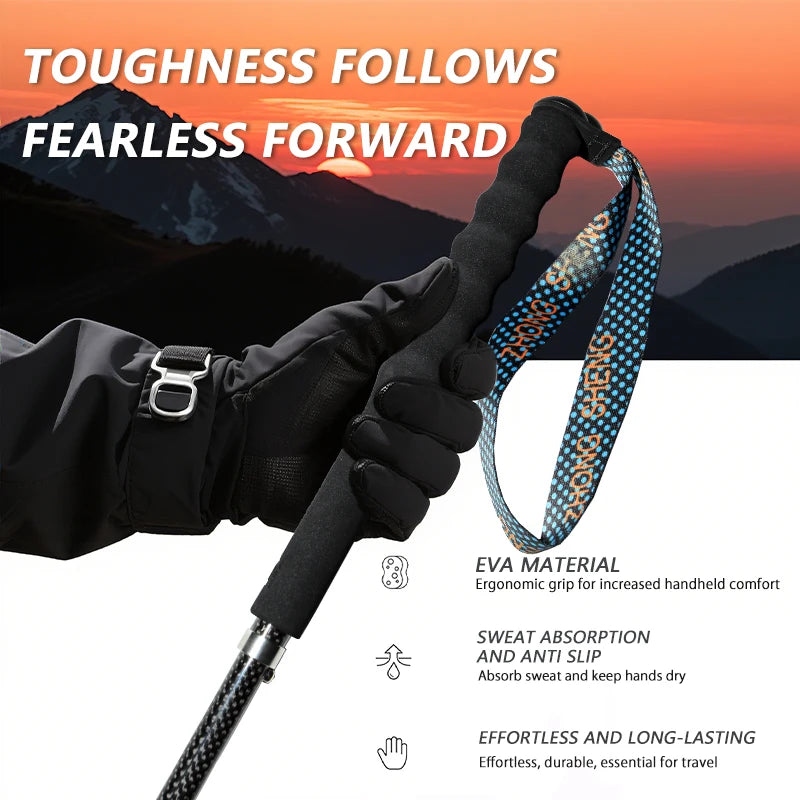 T800 Carbon Fiber Telescopic Trekking Poles: Lightweight Collapsible Hiking Sticks (Set of 2)